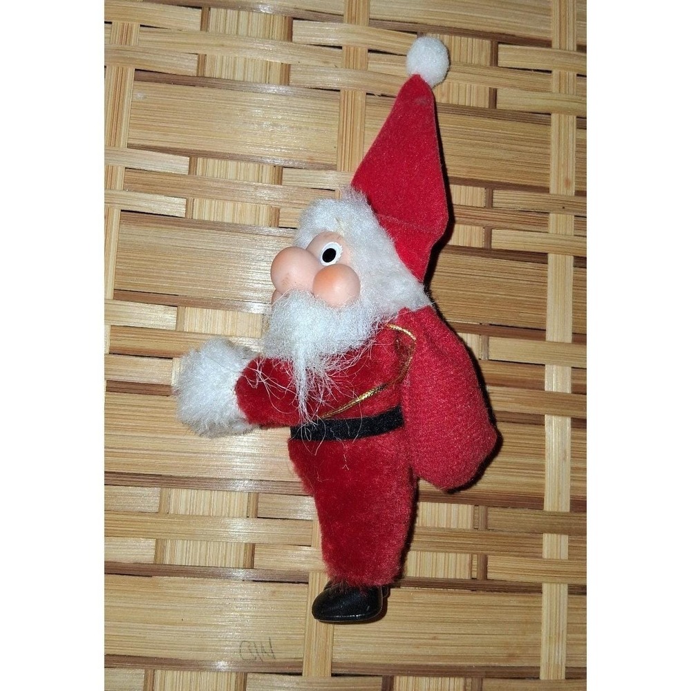 Vintage Santa Claus Hugger Clip-On Christmas Ornament Decoration Red Felt Poseab